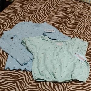 Cat & Jack Blue and Green Mint Floral Tops For Girls Size M(8)